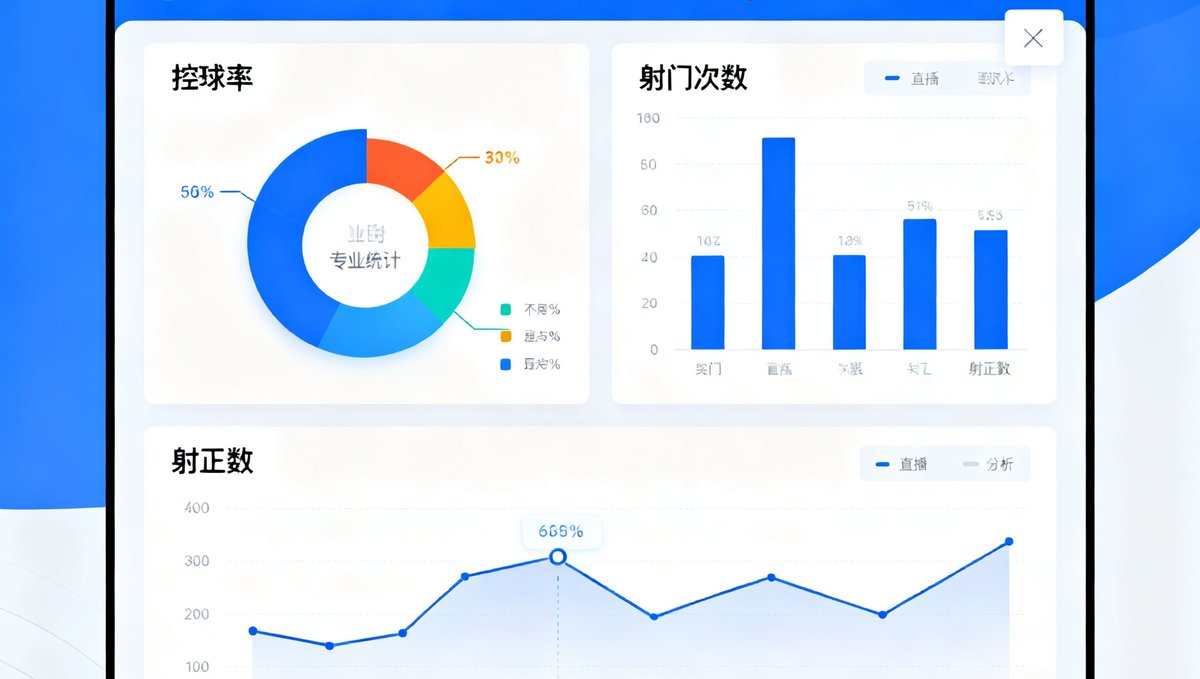 MK体育App的比分详情页界面，展示实时更新的比赛数据、控球率、射门次数等专业统计图表